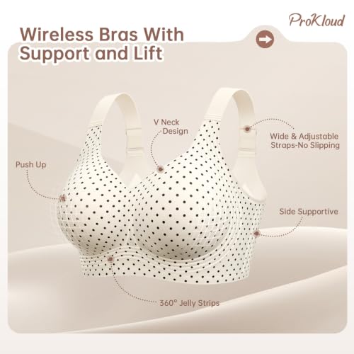 Image of ProKloud Jelly Bras for Plus Size Women Wireless Full Coverage No Underwire | Seamless Supportive Push UP Bra,Back Smoothing for Older Women,Soft Gel Minimizer Bralette for Large Breasts,Semi-Fixed Pads