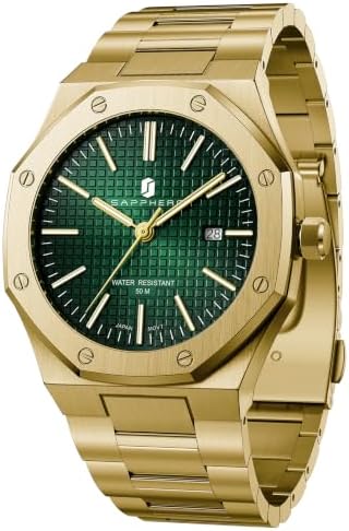 SAPPHERO Herren Uhren Edelstahl-Quarzuhr für Herren Wasserdicht Datumsanzeige Modische Business-Armbanduhr Geschenk für Herren