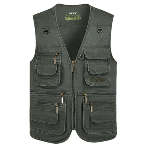 Timween Herren Outdoor Casual Weste mit Vielen Taschen Herren Sommer Multifunktions Ärmellos Baumwolle Weste Geeignet für Angeln Camping Jagd Fotografie Wandern
