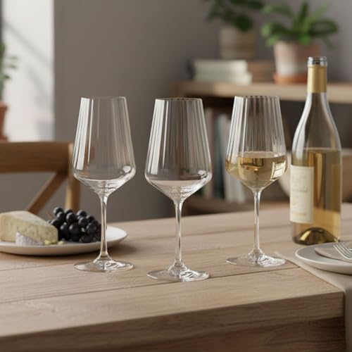 Dartington Crystal Cheers! Optic White Wine Glasses – 350ml Set of 4 - Image 5