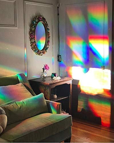 Rainbow Symphony- Rainbow Suncatcher Window Film, Spectra Star Patterned Window Clings, 24" X 36" Panel, Made In Usa #TOP6