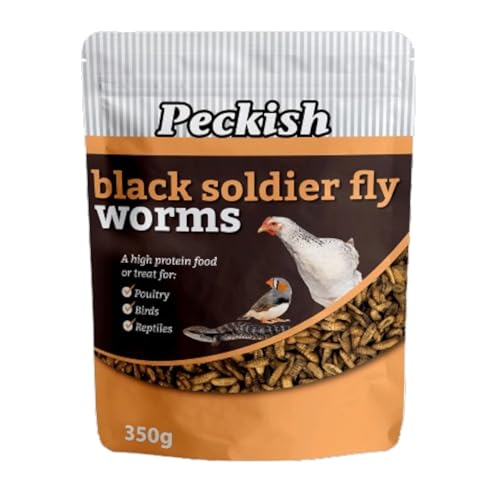 Peckish Black Soldier Fly Worms 350g - Premium Protein-Rich Bird Feed, Natural & Sustainable Insect Treats for Wild Birds, Reptiles & Fish, High Calcium & Nutrient Content