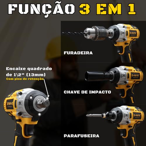 Chave de Impacto 48V com Baterias de Lítio de Longa Duração - Alta Potência e Desempenho Profissiona