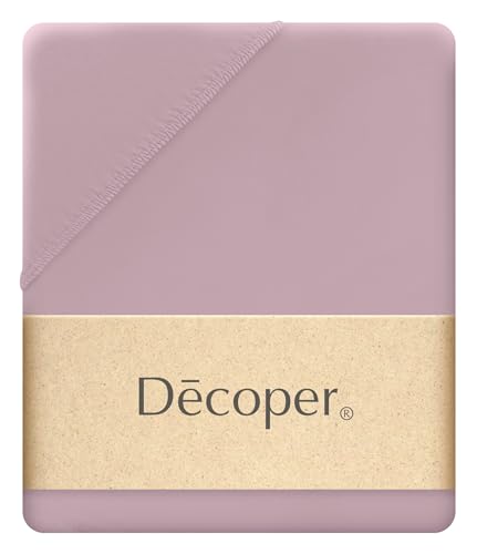Decoper ® Mako-Feinjersey Spannbettlaken aus 100% Baumwolle | Atmungsaktiv & kuschelig weich | Oeko-Tex Zertifiziert | bis 25 cm Matratzenhöhe | 90-100 cm x 200 cm | Farbe Mauve