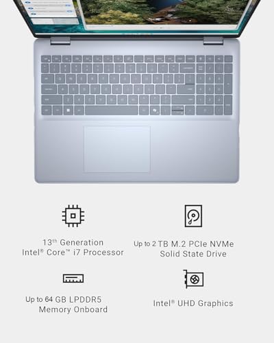 Image of Dell Inspiron-16 Business Laptop with Touchscreen - Win 11 Pro, Lifetime Microsoft Office | 16 inch FHD Display | AMD Ryzen 7-8840U | Backlit Keyboard, Fingerprint Reader | (32GB DDR5 RAM, 2TB SSD)