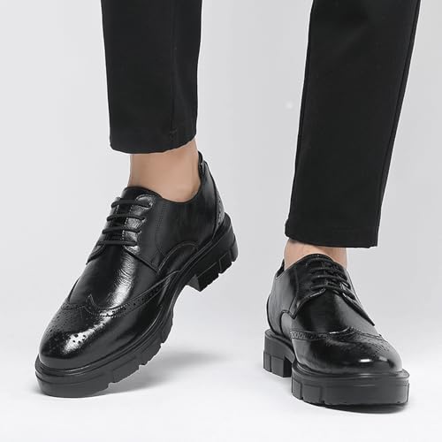 Men’s Modern Fashion Oxfords Dress Shoes, Platform Round Toe Lace-up Leather Dress Comfortable Fashion Footwear for Wedding Business2