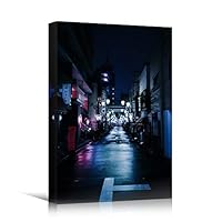 Canvas Wall Art Street View Cityscape Colorful Contemporary Multicolor Neon Photography Places - 12x18 inches