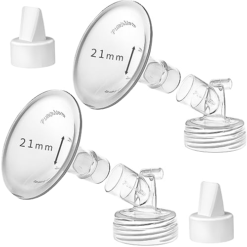 Image of PumpMom 21mm Flanges and Duckbill Valve Compatible with Spectra S2 S1 9 Plus Synergy Gold Breast Pump Parts, Not Original Spectra Pump Parts (21mm)