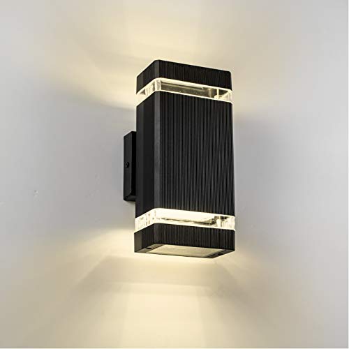 APPLIQUE DA PARETE IMPERMEABILE LED RETTANGOLARE NERO STILE MODERNO DA 16W POSSIBILITA' DI INSTALLARE PER INTERNI ED ESTERNI LUCE AMARIA (3000K) [Classe di risparmio energetico A+]