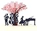 Produktbild MOKIO® Pop-Up Karte  Jazz-Konzert unter blühendem Baum  3D Geschenkkarte zum Geburtstag oder zur Hochzeit, Jubiläum, Jahrestag, Pensionierung, für Frauen & Männer