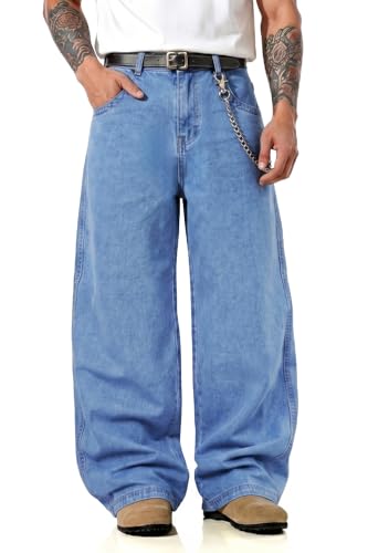Image of GINGTTO Men's Baggy Barrel Jeans Wide Leg Y2K Denim Pants | Loose Fit Streetwear Casual Hip Hop Skater Vintage Style