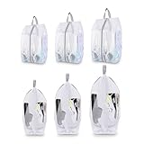 Hysagtek Double Layer Shoe Bags for Travel, 6 Pack 3 Size Large Capacity Travel Shoe Storage Bag, Waterproof Portable Shoe Storage Organizer with Handle Travel Bag for Women & Men