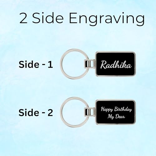 Image of Personalized Double-Sided Metal Keychain, Premium Silver Finish, Custom Name Engraving, Elegant Gift Key Ring for Men, Women