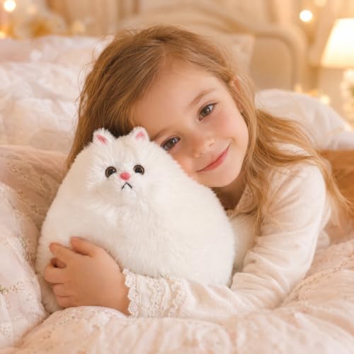 Image of Winsterch 10-Inch White Cat Plush Toy, Soft Fluffy Stuffed Animal for Girls