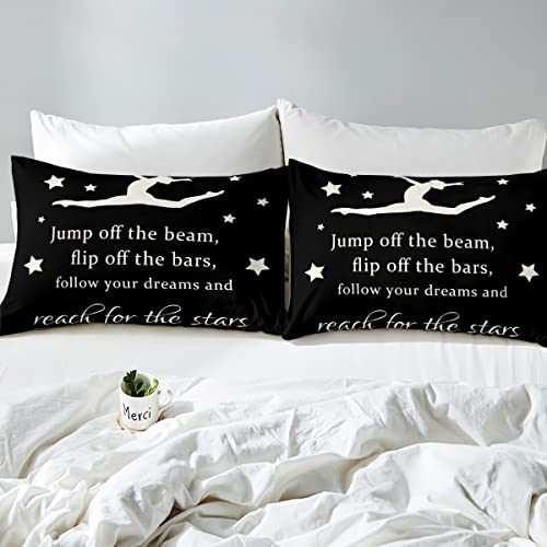 Homemissing Gymnastics Bedding Duvet Cover Set Gymnast Dancer Bedding Gymnastics Lover Comforter Cover Set Microfiber Bedspread Cover Shaped Body Black Bedroom Bedclothes Double - Image 4