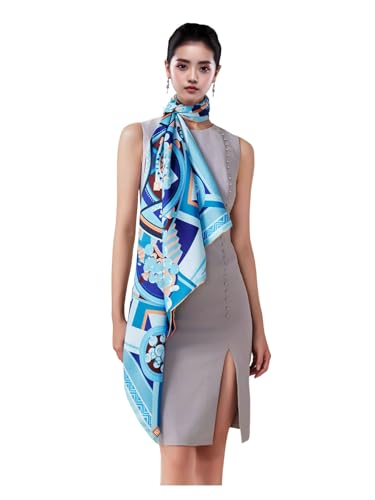 Écharpe en soie au quotidien : accessoire floral double face HangErFeng 1035