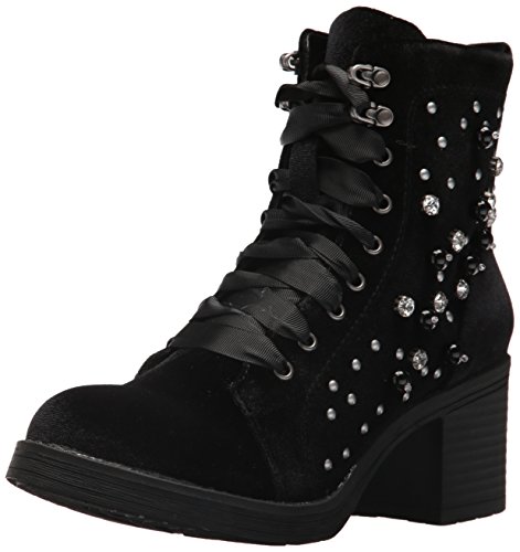 Madden Girl Women's VEERA Combat Boot, Black Velvet, 8.5 M US