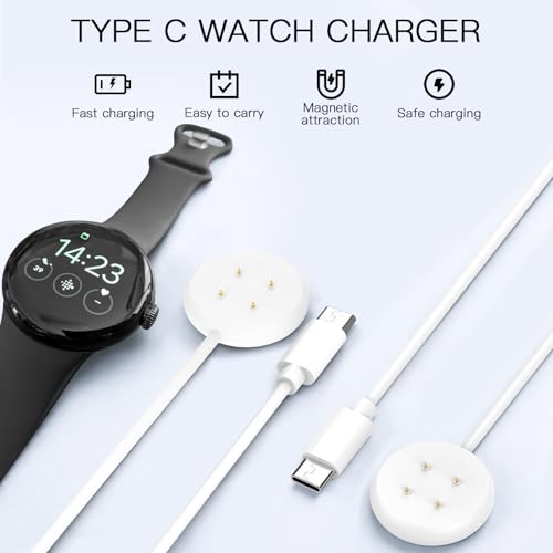Cable de carga para reloj inteligente Tipo C compatible con Pixel Watch 3 y Fitbit Sence 2 2