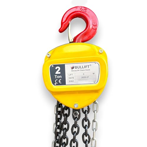 Image of inchBULLIFT inch Hand Chain Pulley Block 2 Ton Capacity, Heavy Duty Manual Hand Hoist 3M Lift Industrial-Grade Steel Construction for Lifting Good in Transport Workshop Garages Warehouse (2 Ton 3 Meter)