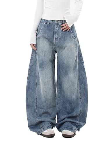 Womens Baggy Jeans Vintage Oversized Pants Aesthetic Hip Hop Jeans Denim Graphic Jean Grunge Pants