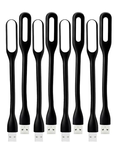 Funver 8 PCS USB Led Lampe, Mini USB-LED-Licht-Lampe, Flexible USB Laptop Licht für Notebook Computer Tastatur, Schwarz
