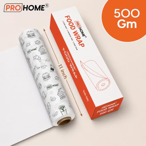Image of PROHOME 50 Meter Food Wrapping Paper for Roti | Reusable Butter Paper Roll for Kitchen, Baking, Cooking, Packing & Serving | Non-Stick Foil Paper for Food Wrap