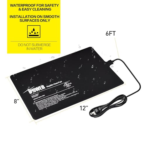 Ipower PTHTPDLITEXLADJX2-A 8 By 12-Inch 16 Watt Reptile Heat Pad Under Tank Terrarium Heater Heat Mat thumb #2