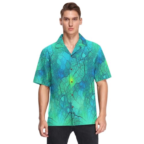Chemise hawaïenne homme manches courtes respirante et boutonnée couleur bleu sarcelle