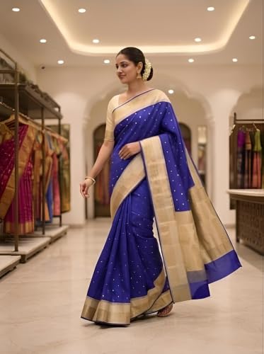 ZHANAKI VASTRA royal blue mysore silk saree – image 5