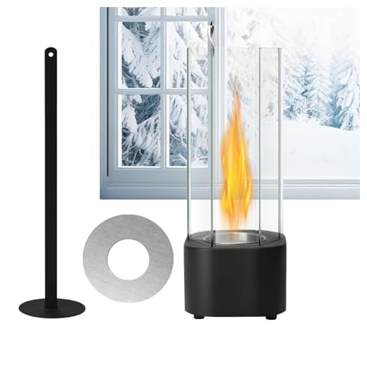 Chimenea de mesa a gas Innovation – 12 h de duración, interior y exterior, set de fuego de mesa con piedras decorativas, incluye 3 cartuchos de gas de 190 g, chimenea de metal para salón, balcón, terr