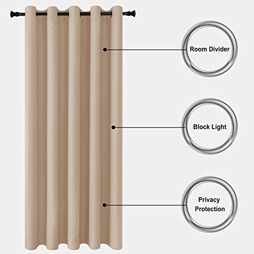 Image of DWCN Patio Sliding Door Curtains - Extra Wide Curtains for Glass Door, Room Divider Blackout Thermal Curtain Grommet Panel with Grommet Top for Bedroom Partition, 6.7ft Wide x 7ft Tall, Beige