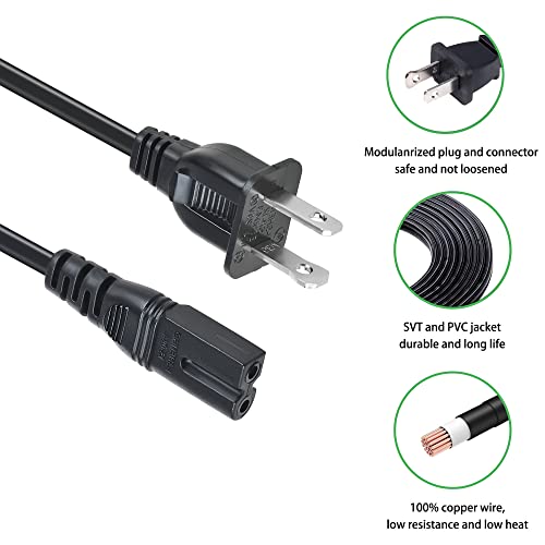 Aprelco 5ft AC Power Cord Cable Compatible with GPX CD AM/FM Radio Boombox Disc Player Audio Series; BC111 BC111B BC111W BC112B BC232R BD702B BC232 BC232B BC232K BC232R BC232BU BD707B BD717B BD717BU