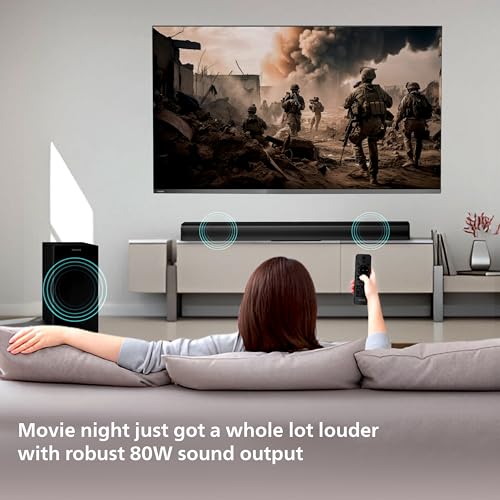 Image of Philips TAB4319 Soundbar: 2.1 CH 80W Wired Subwoofer, Powerful Bass Effect - Bluetooth, HDMI ARC & Multiple Connectivity