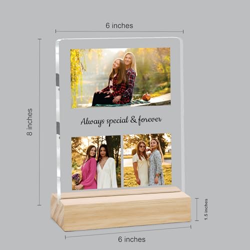 Image of Giftplease Customized Photo Frame with Text & Wooden Stand | Personalised Printed Photo Frame Gift for Sister | Birthday, Tabletop D cor | Customized Photo Gift (6x8 Inches) SIS 11