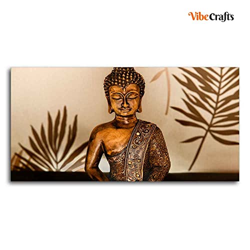 Image of VIBECRAFTS Canvas Paintings for Living Room Drawing Room Buddha In Lotus Position With Serene Smile Canvas Wall Painting Fitted With Wooden Frame For Home | Office | Gift (PTVCH 2475)