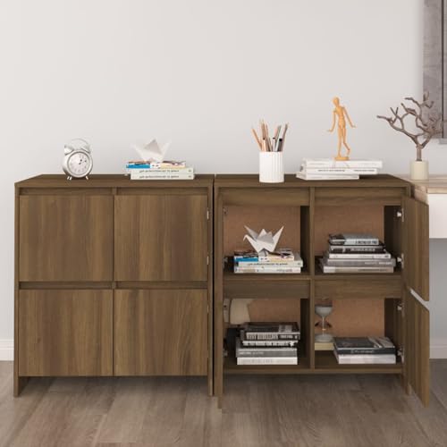 Vopese Aparadores 2 uds Madera de ingeniería marrón Roble 70x41x75 cm Armario de Almacenaje, Aparador Auxiliar Mueble de Almacenaje de Salón Buffet Moderno