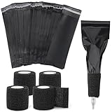 Dynvue 200Pcs Black Tattoo Machine Covers with Self-adhesive Strip, 4Pcs Tattoo Grip Wrap and Tattoo Pen Machine Bags 8.27 x 2.56 in, 196.9 x 1.96 in Tattoo Grip Tape Supplies