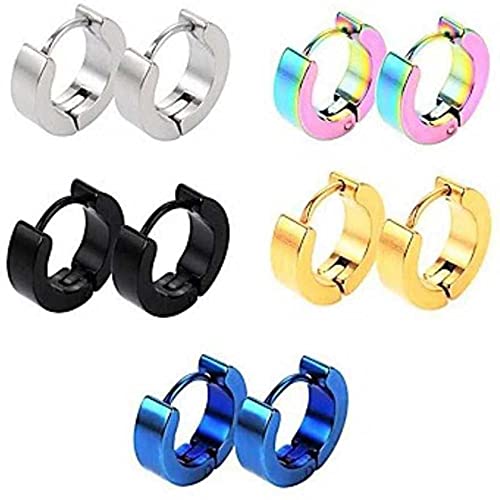 MEENAZ Stainless Steel Blue Black Silver Gold Magnetic Clip on Piercing Hoop Bali Stud Earrings Combo pack set Earing Pierced Ear rings for men boys boyfriend girls Women MENS EARRINGS COMBO M61