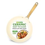 10' Medium Fry Pan - Medium Skillet Nonstick Frying Pan with Golden Titanium Coated Silicone Handle, Ceramic Coating, Stain-Resistant And Easy To Clean, Professional Home Cookware
