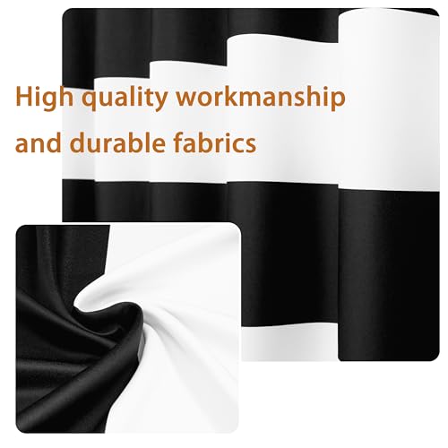 DriftAway Black Striped Room Darkening Curtains Horizontal Stripe Classic Grommet Drapes for Bedroom Living Room Kitchen Thermal Insulated Window Panels for Holidays Daily