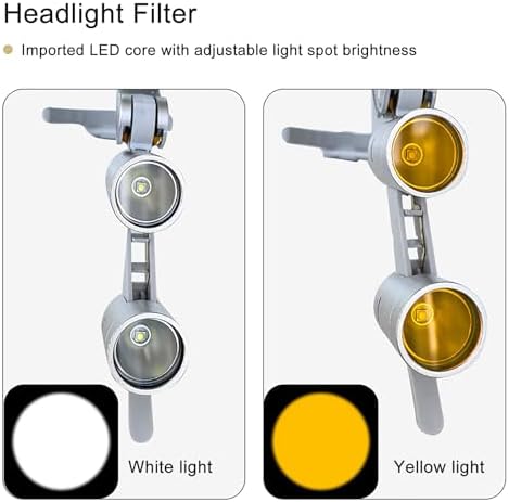 3.5X Dental Loupes with LED Headlight, Binocular Optical Glass, Adjustable Loupe with Filter, Lightweight Aluminum Case for Precise Dental Work and Enhanced Visibility