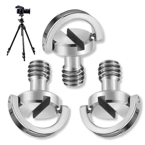 KEQAR Juego de 3 Tornillos de Liberación Rápida para Cámara, Rosca 1/4-20, Tornillos de Acero Inoxidable para Trípodes, Monopies y Placas de Liberación Rápida, Accesorio Fotográfico Universal