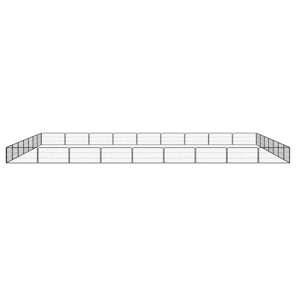 32-Panel Outdoor Metal Dog Playpen, Powder-Coated Steel, Black | Features 39.4" x 19.7" customizable panels to create DIY shapes for puppies and small animals indoors or outdoors.