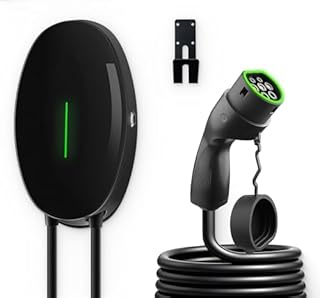 WISSENERGY Station de Recharge pour Véhicule Électrique 7,4KW Chargeur Mural, Câble de Charge Monophasé 32A 6M Type 2 avec Prise Standard IEC 62196-2, Utilisation Intérieure et Extérieure
