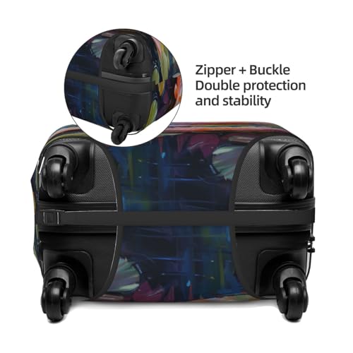 Luggage Cover Protector Lotus Flowers Leaf Art Painting Suitcase Cover With Zipper, Luggage Cover For 22"-24" Suitcase Elastic Washable Stretch Suitcase Protector For Travel Vacation4