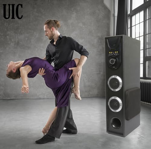 Image of UIC Dj Mini-80W 5.25 Inch Single Bluetooth Party Subwoofer Floor Standing Speaker 3 Inch Dual Satellites with Extreme Bass Mic Slot Aux USB Fm & Remote Control Black (UIC-TWR-5103)