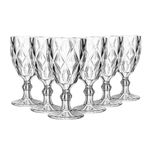 Conjunto 6 Taças para Vinho de Vidro Diamond Lyor Transparente 265Ml