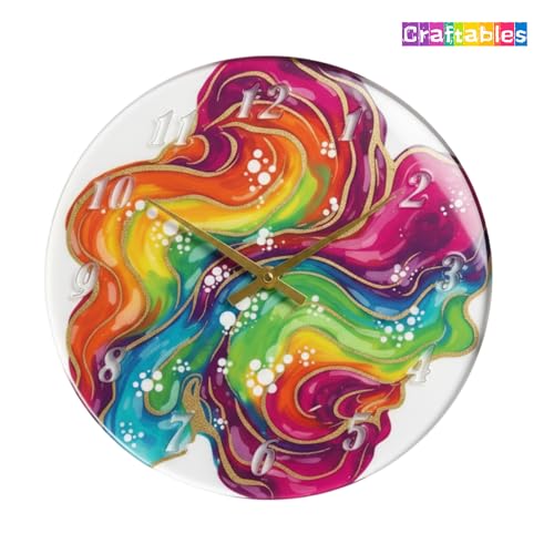 Image of Craftables 10 Inch Round Clock Mould with Clock Machine & Golden Needle Set - DIY Resin Wall Clock Kit with Numbered Dial for Home Decor & Art Projects (Resin Not Included)