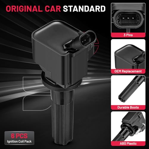 Image of BDFHYK Ignition Coils Pack UF497 Compatible with Chevrolet Trailblazer EXT 2006-2009 Buick Rainier 2007 GMC Envoy XL Saab 9-7x Isuzu Ascender l6 4.2L Chevy Oem Coil Pack Coil for Buick Set of 6