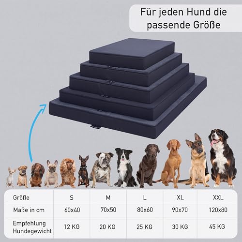 MyBestBuddy Hundekissen Premium orthopädisch mit 8 cm Vollschaum-Kern grau 70x50 cm M, Hundematte mit Stoffbezug, 40°C waschbar, allergikerfreundlich - Hundebett für kleine Hunde, 70 x 50 cm